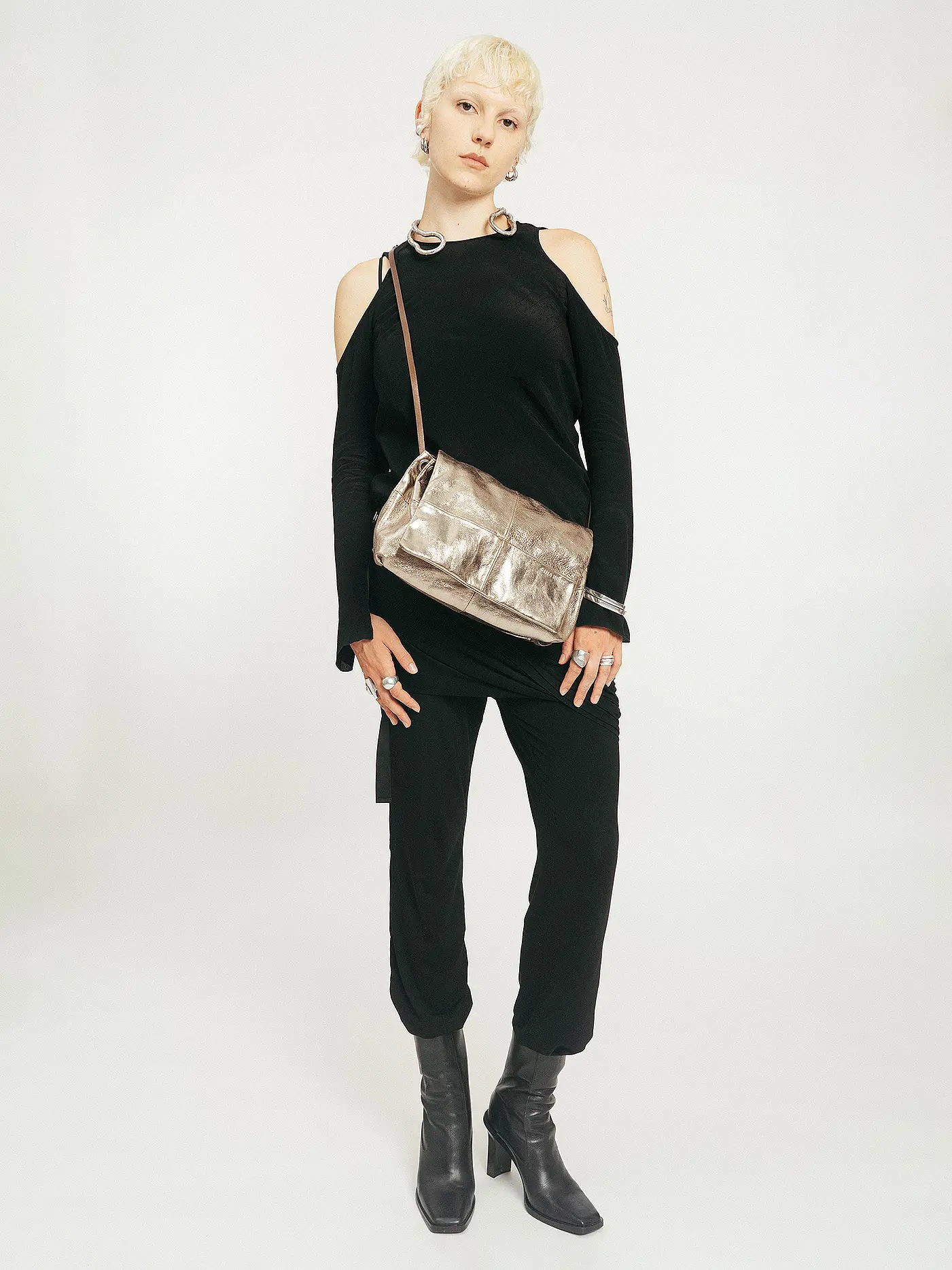 INA KENT | Ledertasche - Umhängetasche EILEEN ED. 1 | silber